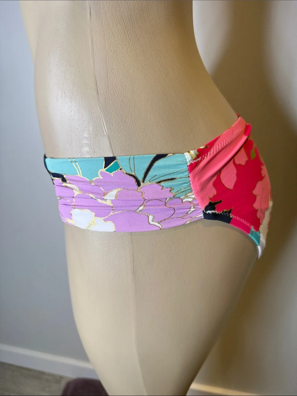 Trina Turk Floral Bikini Bottom - Pink, Black & Teal